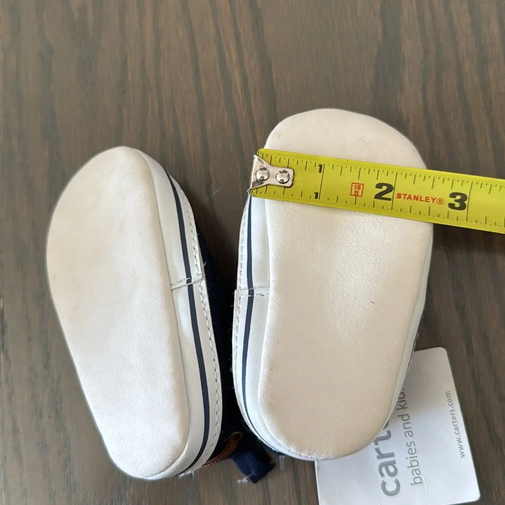 Carter’s Baby Boat Shoes Navy Blue Slip-On Crib Shoes 6–9 Months NWT